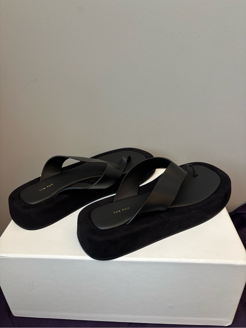 The Row Black Leather Ginza Sandals - Platform - Picture 2 of 6